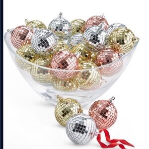 Festive Disco Ball Ornaments Set - Silver, Gold, Pink